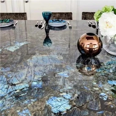 Labradorite Maisiúil Lemurian Gorm Glas Eibhear Leac Snasta Countertops Tábla
